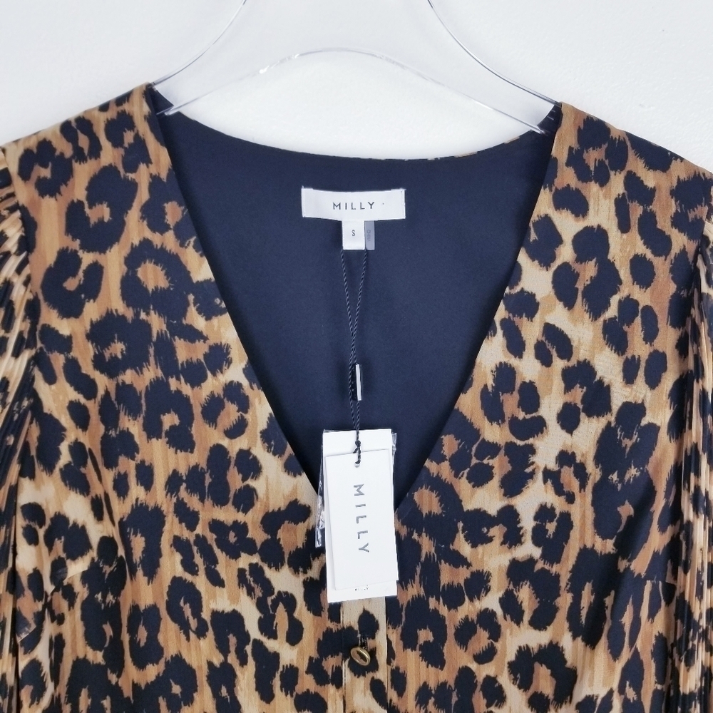 Milly Greer Leopard Print Blouse Top NWT - Picture 6 of 15